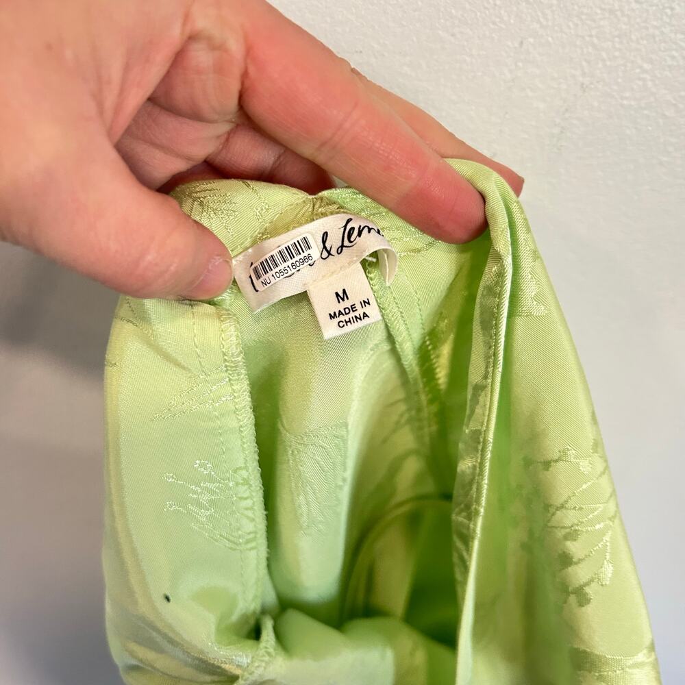 For Love & Lemons Llana Satin Midi Dress Green Size M - Picture 11 of 11